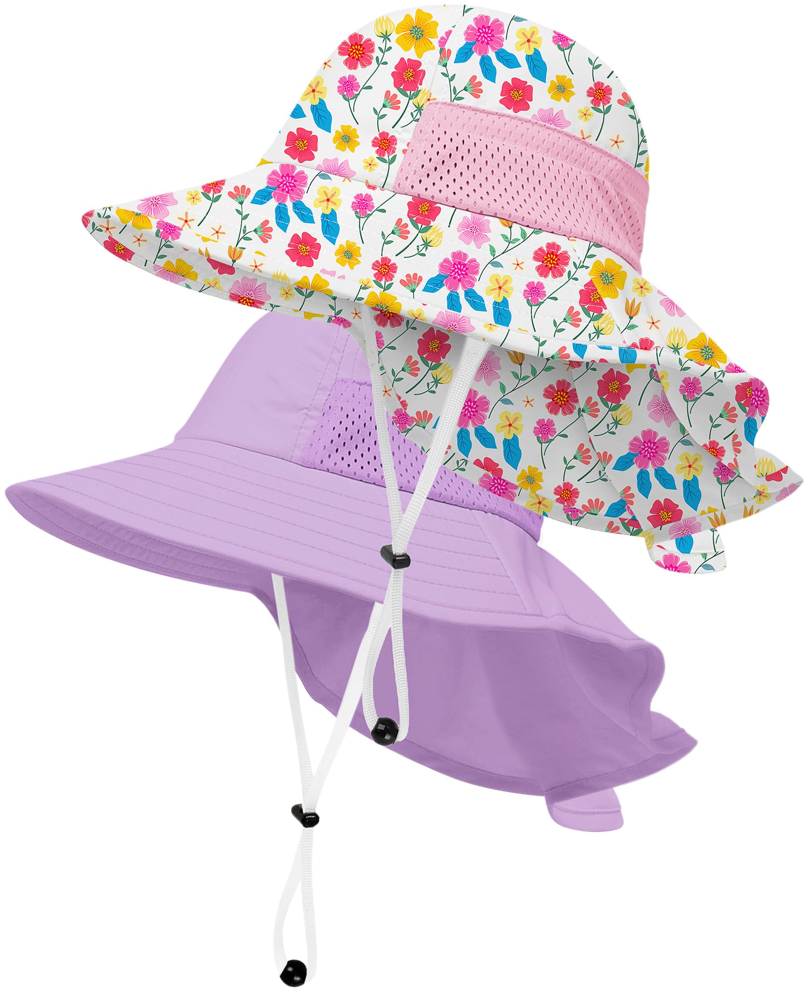 Toddler Baby Sun Hat Kids Summer Beach Essentials Adjustable Beach Hats with Bucket Wide Brim for Boys Girls Age 0-14 Years