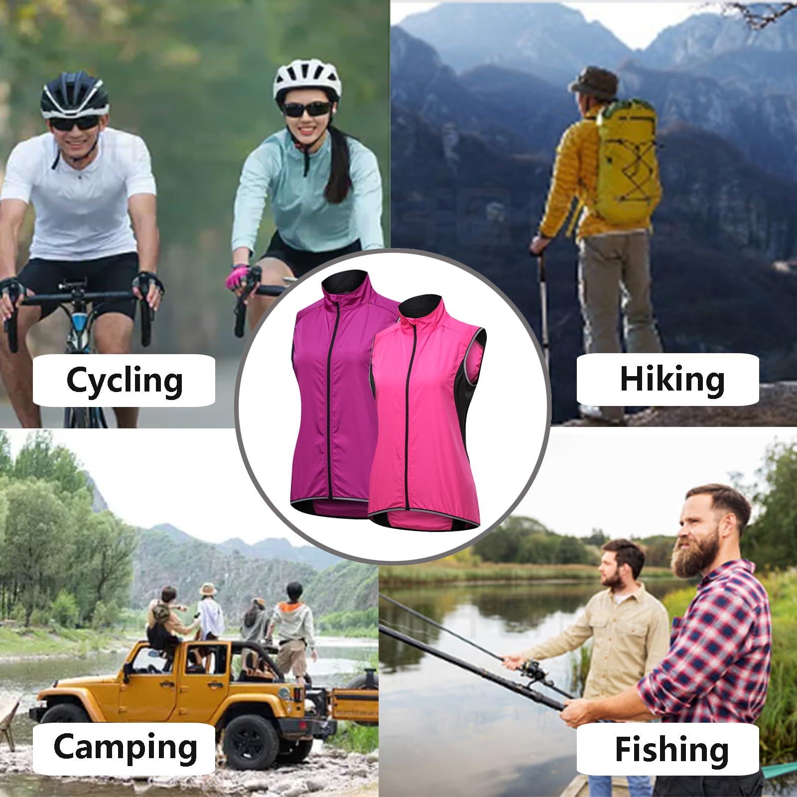 Chaleco de Ciclismo de Alta Visibilidad - Chaleco de Ciclismo Reflectante de Secado Rápido - Fabricado con Bolsillos,Pink-L