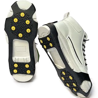Universal Steigeisen 10 Zähne – Anti-Rutsch Schuhspikes für Winter, überziehbare Stretch-Ice-Grips für Schuhe & Stiefel, ideal für Schnee, Wandern & Spazieren - Amazon product rated Grade A