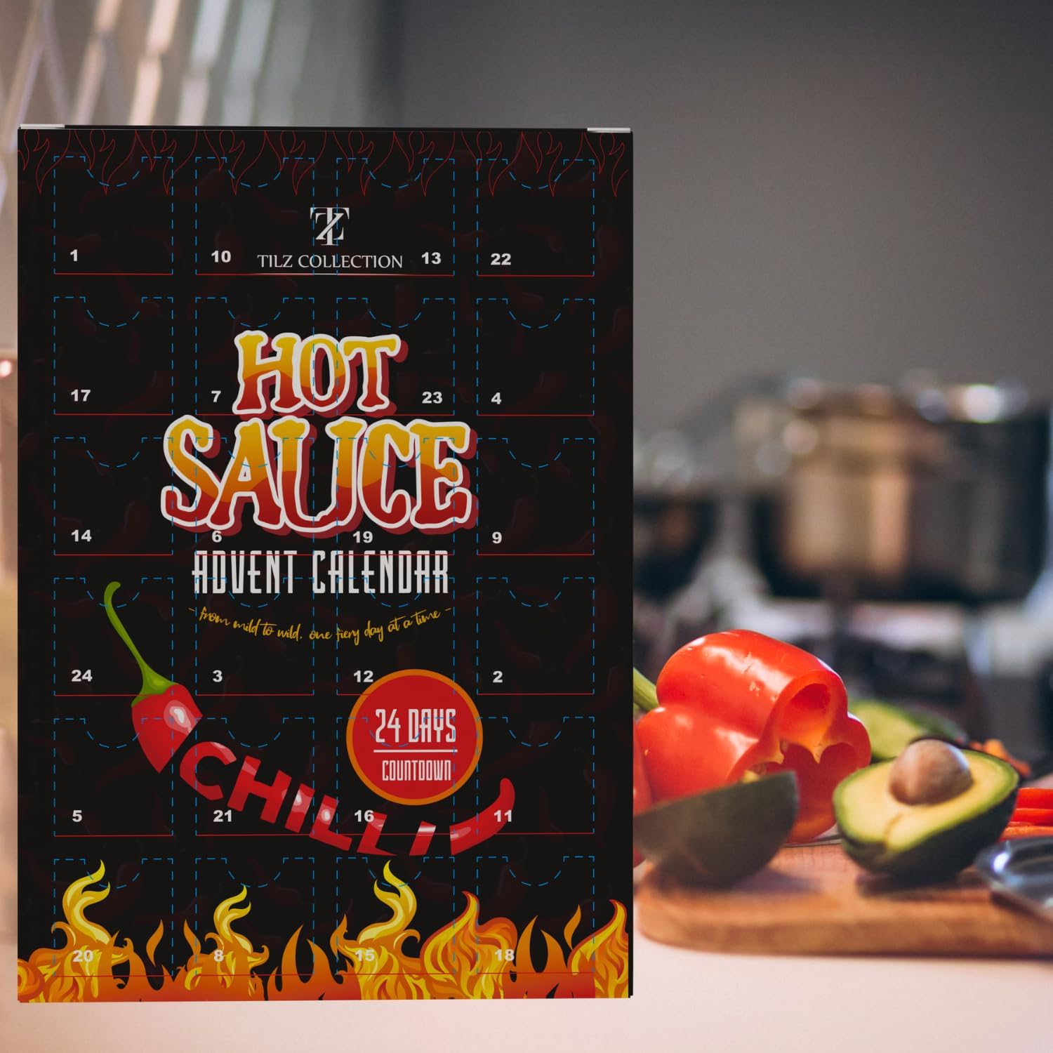 Hot Sauce Advent Calendar 2025 | 24 Days of Chilli Sauce | Ultimate Gift for Spicy Food Lovers | Food Advent Calendar 2025 Men, Chilli Challenge Hot Sauce for Women (Black)