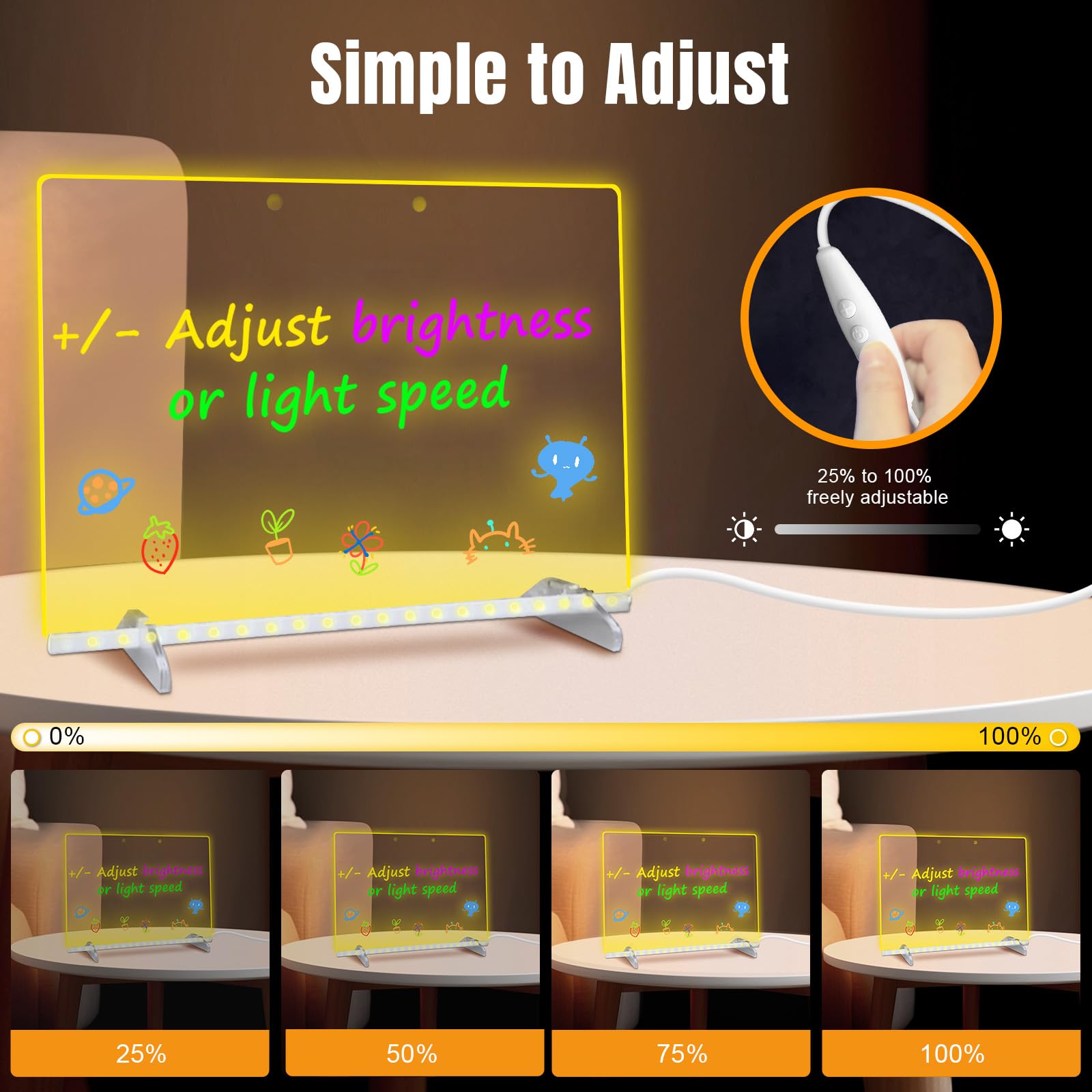 Tablero de notas LED con resaltadores, 2 juegos, tablero de dibujo Doodle Glow, 13 x 10 pulgadas, 6 modos y 8 colores, tablero de dibujo LED para niños, el mejor regalo de Navidad para adolescentes 4