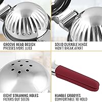 Vista 4 de Zulay Kitchen Exprimidor de Limón de Acero Inoxidable con Tazón Exprimidor de Metal Sólido Premium de Servicio Pesado y Mangos de Silicona Grado