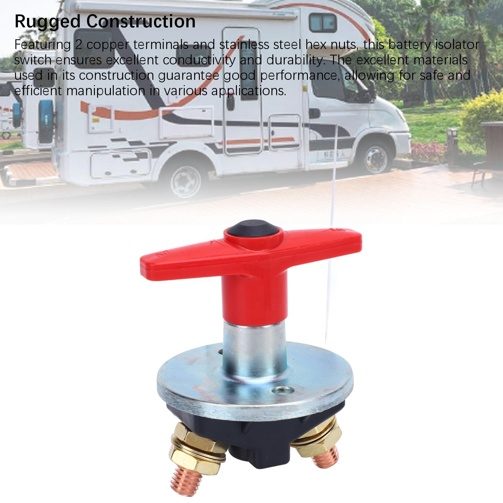 Battery Disconnect Switch, 12V-60V 300A Battery Isolator, Heavy Duty Power Cutoff with M10 Studs for Marine RV Truck ATV