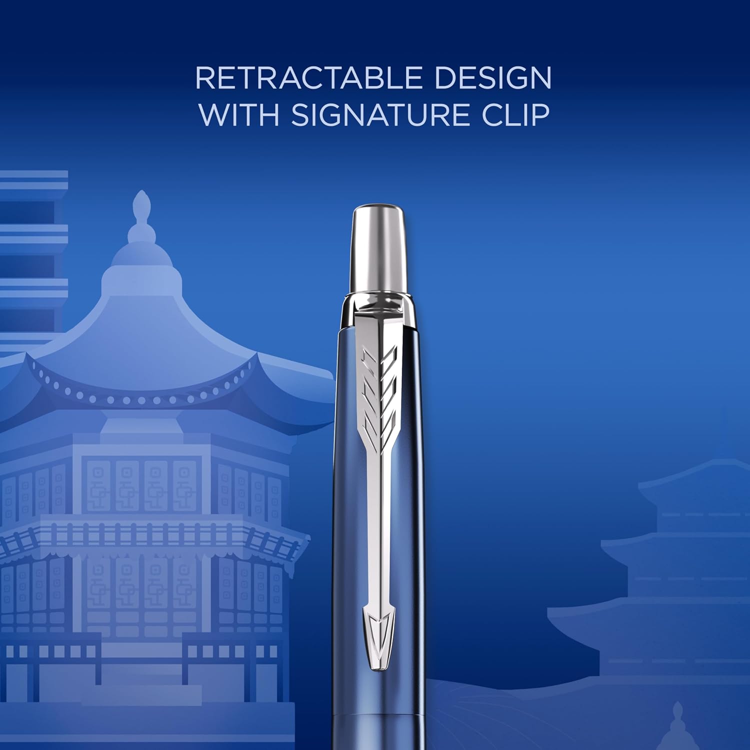 Parker Jotter Ballpoint Pen | Special Edition | Seoul Blue with Chrome Trim | Medium Point | Blue Ink | Gift Box