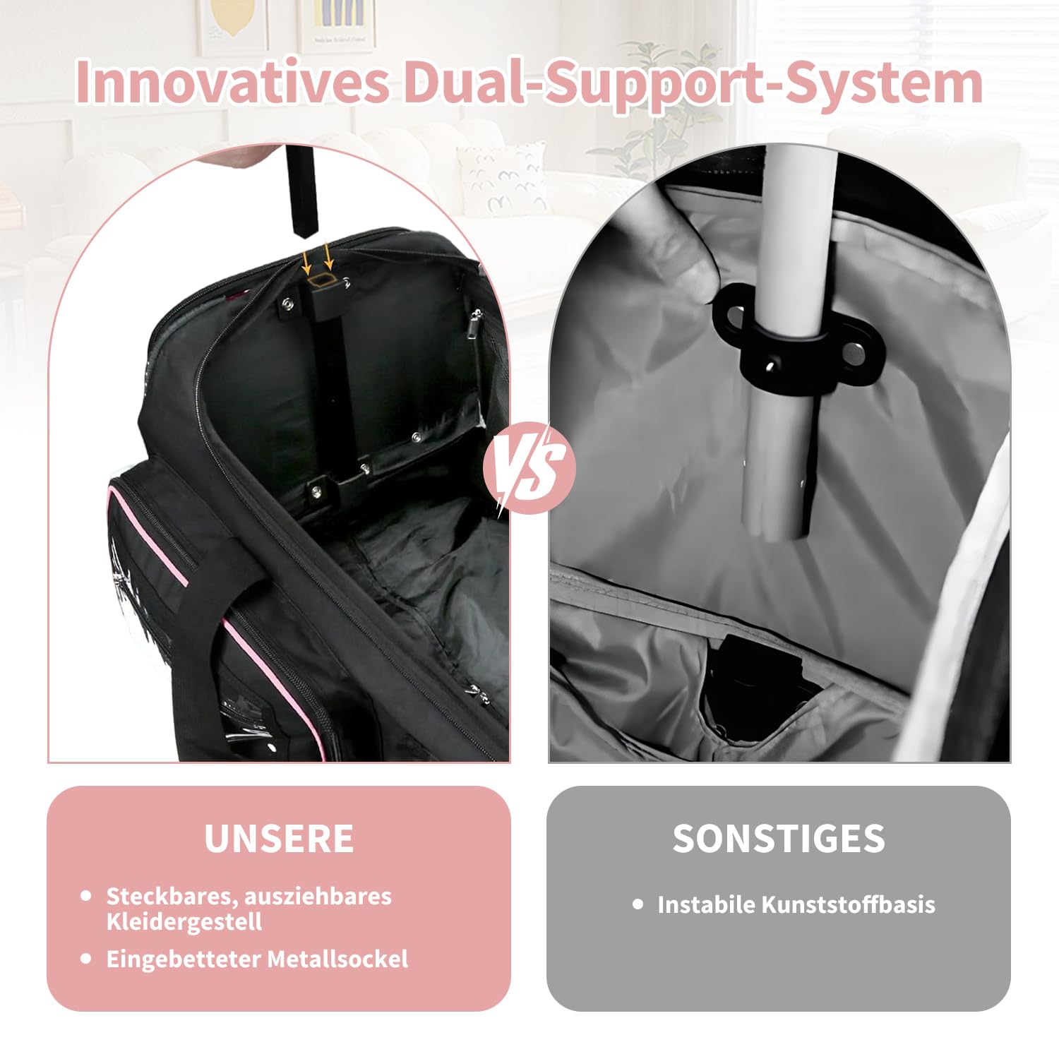 Sac de danse 28" avec porte-vêtements, sac à vêtements de compétition de danse avec roues, sac de voyage pliable, léger et résistant à l'usure, tissu imperméable pour danseurs, Noir , Pliable