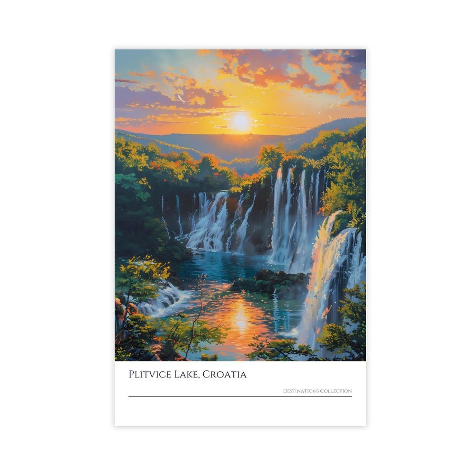 Mnyuein Plitvice Lakes Waterfall Art Print Croatian National Park 1 Canvas Poster Bedroom Decor Sports Landscape Office Room Decor Gift Unframed Print 20" L X 30" W