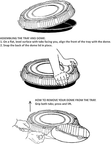 Miniatura 2 de Bandeja de comida redonda negra de 12 pulgadas + tapa transparente de cúpula (paquete de 5)