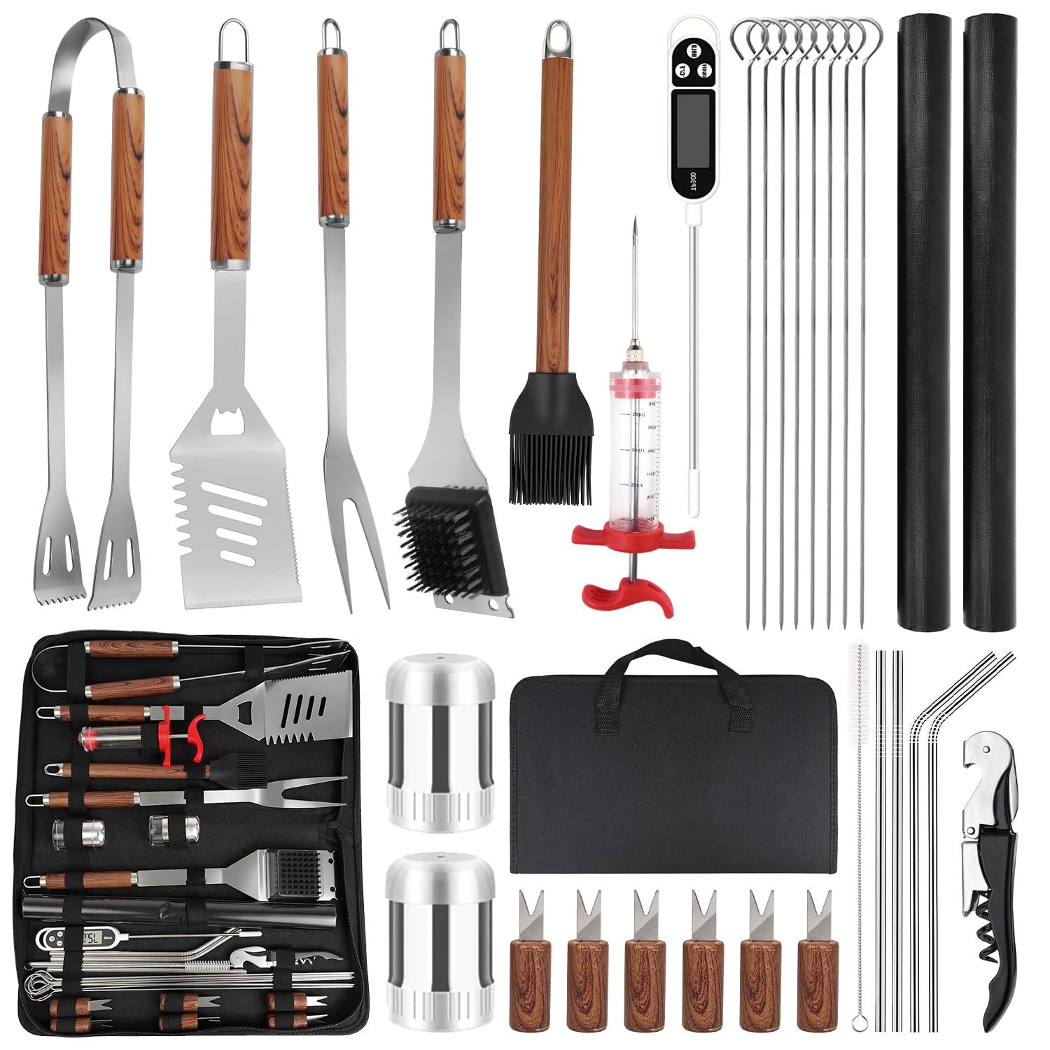 7-in-1 BBQ Tools Set Extra Thick Stainless Steel Grill Tool Set with Storage Bag, Premium Complete Outdoor BBQ Utensils Set Professional Barbecue Accessories BBQ Kit for Men and Women Gift — view 9