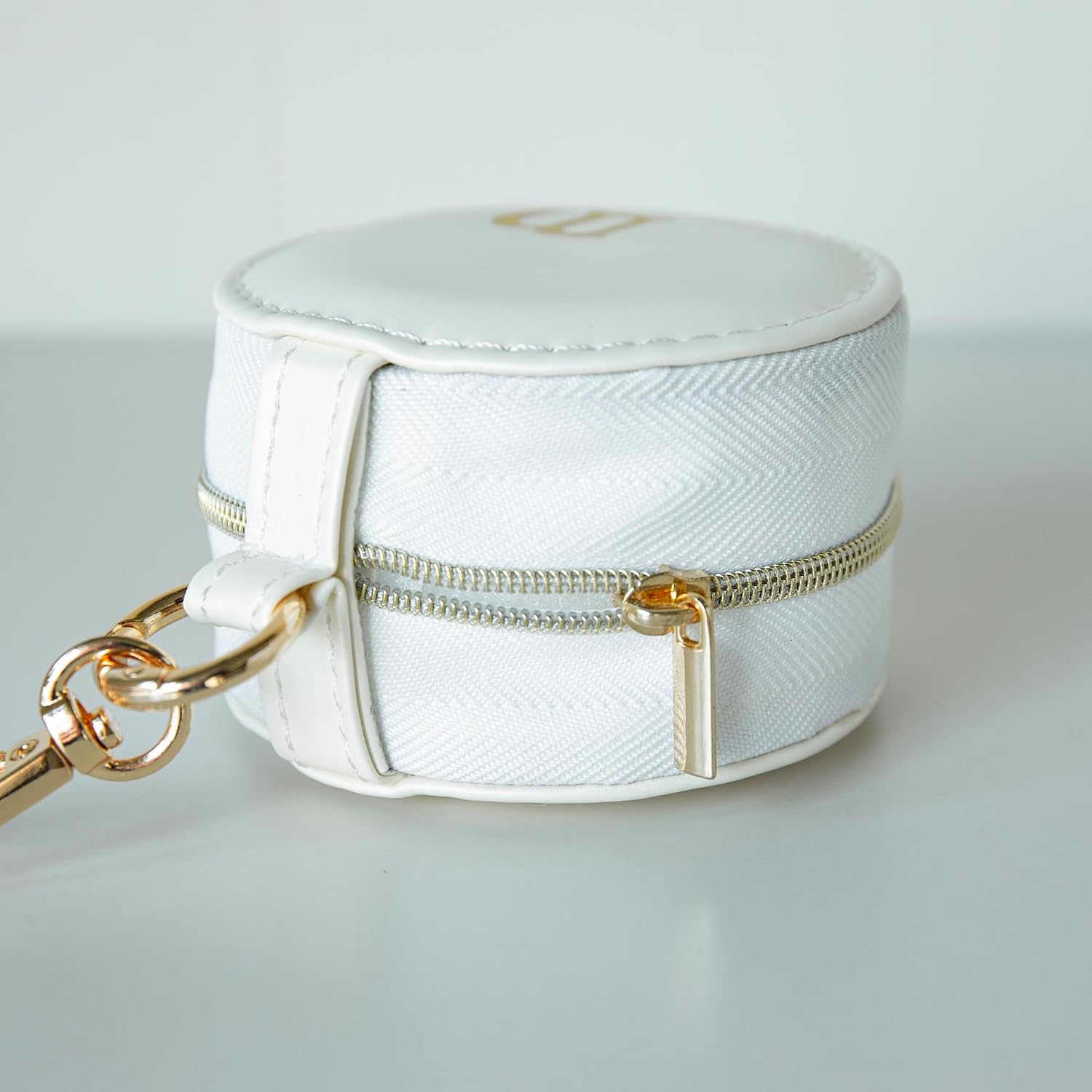 COLLECTIVE HOME - Monogrammed Letter Jewelry Case, Portable Travel Ring Holder Box with Keychain, Personalized Initial Organizer for Earrings Necklaces, Gift for Her (White-h) image 4
