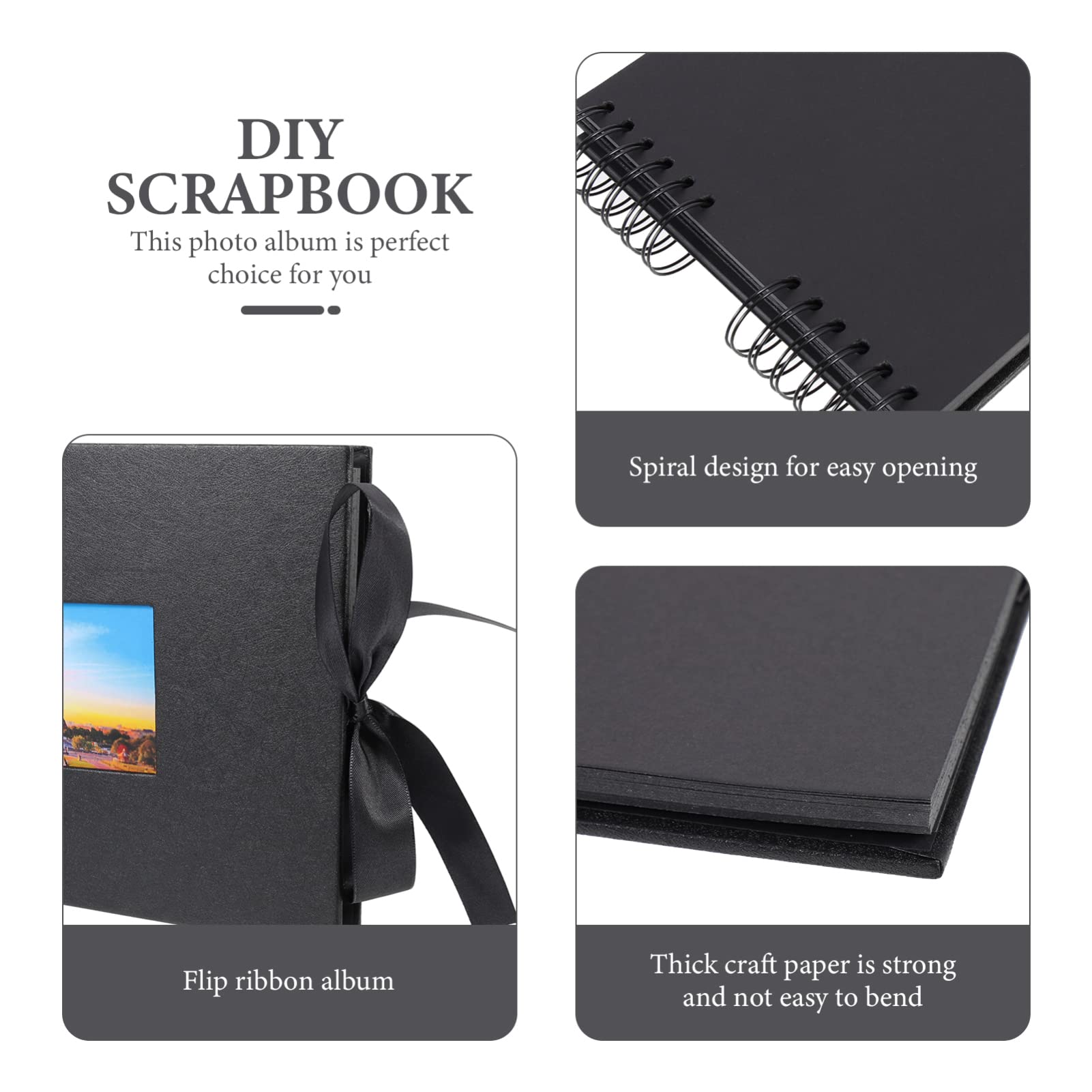 Album Fotografico Scrapbooking A4 a Spirale Nastro, 40 Fogli | Copertina e Pagine Personalizzabili, Cartoncino, Rilegatura Robusta, Adesivi Inclusi