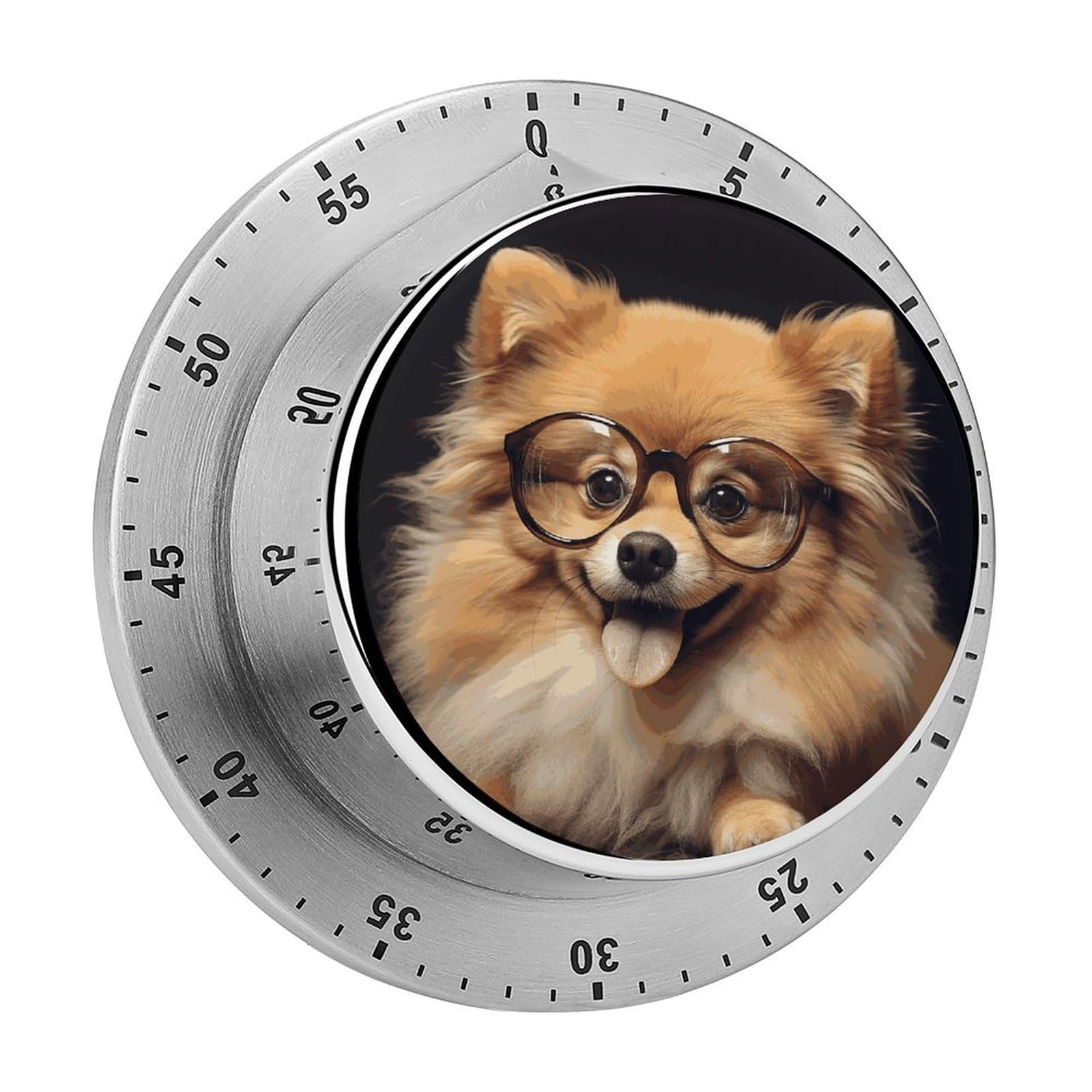 Pomeranian Dog Wearing Glasses Printed Waterproof Christmas Timer with Loud Alarm Outdoor Timer for Cooking Exercise Baking