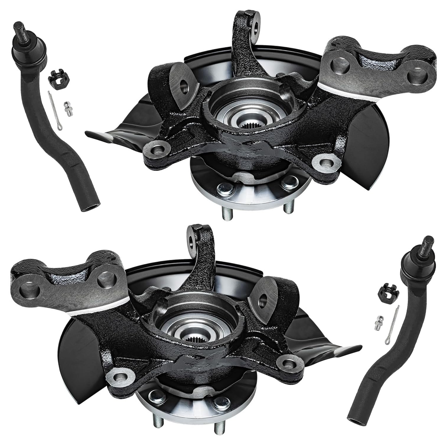 Detroit Axle - 2.4L Front 4pc Steering Knuckles Kit for 04-06 Toyota Camry, 2 Steering Knuckles & Wheel Bearing Hubs 2 Outer Tie Rods 2004 2005 2006 [