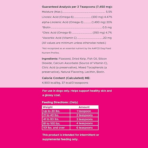 Miniatura 8 de Polvo Omega 3 para perros  5.4 onzas de suplemento en polvo para perro para piel y pelaje  Fabricado con ácidos grasos Omega 3, 6 y 9, biotina y