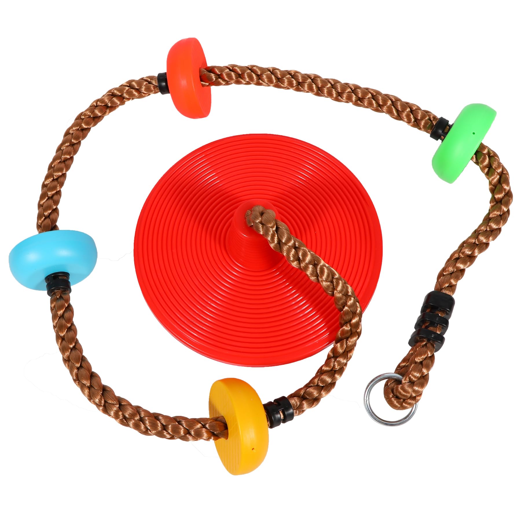 REDCAMP Climbing Rope Swings for Trees, Heavy Duty Plastic Disc Swing Seat for Kids with Hanging Strap and Snap Hooks, Red