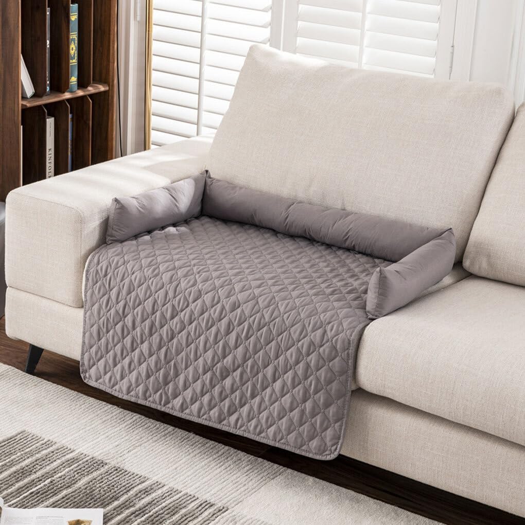 Manta para Mascotas para protección de sofá Cama Muebles acogedores y Elegantes Impermeable Cama para Perro colchón Tela Antideslizante Funda de sofá, Gris Oscuro, 75 * 75