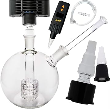 Glass Globe Bubbler - Accessories for Mighty/Mighty Plus/Venty & Crafty - Mini Portable Globe - 14mm Joint - Water Piece for Vaporiser Large Globe, Mouthpiece + Kit for Mighty, Venty & Crafty