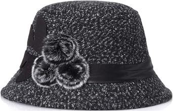 Elonglin Womens Wool Felt Cloche Hat Vintage Bowler Hat Basin Cap Autumn Winter