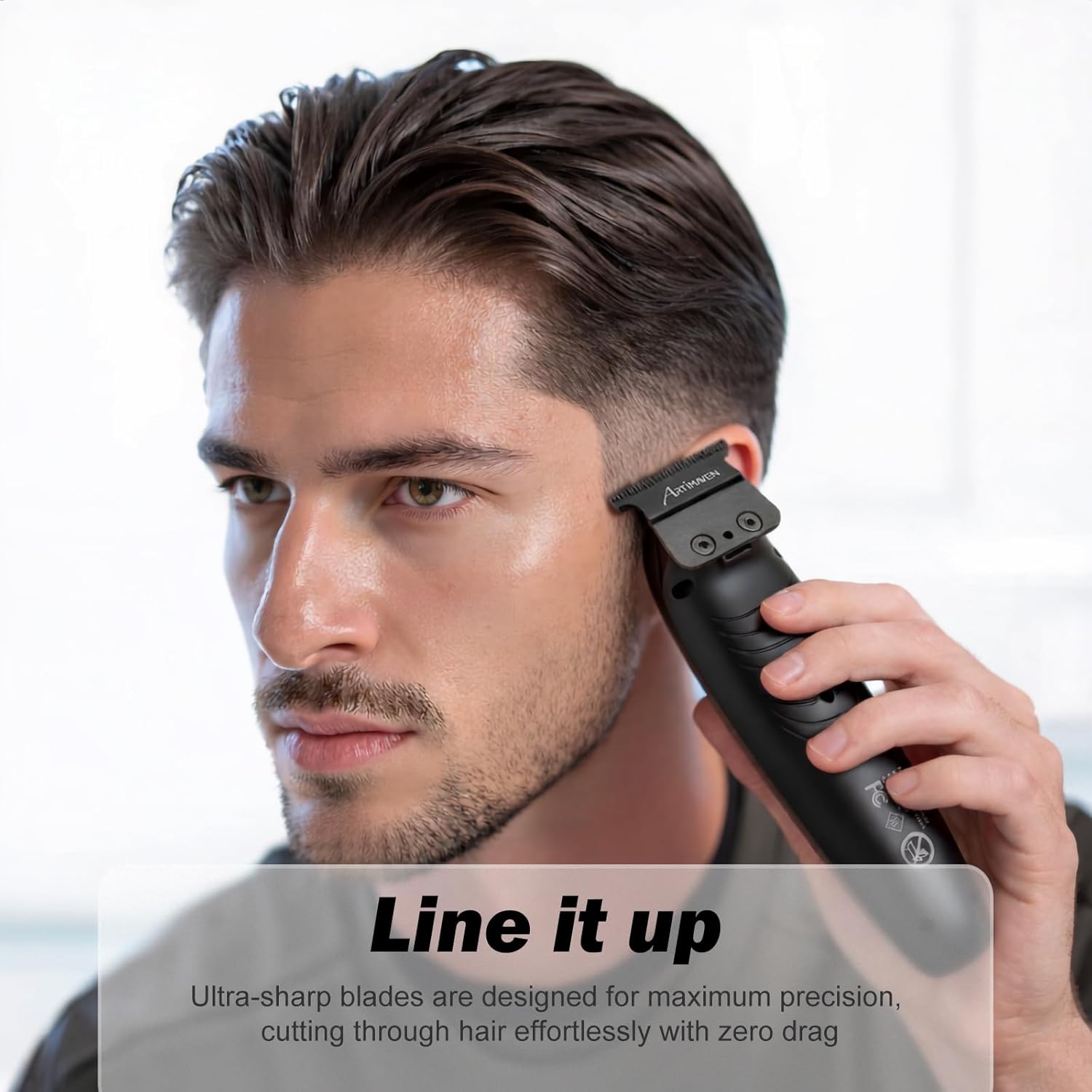 Cordless Trimmer for Men, USB-C Charging, DLC Precision Blade, 150-Minute Runtime, Compact & Lightweight for Beard, Detail & Full-Body Grooming (Black Beard Trimmer and Toiletry Bag)