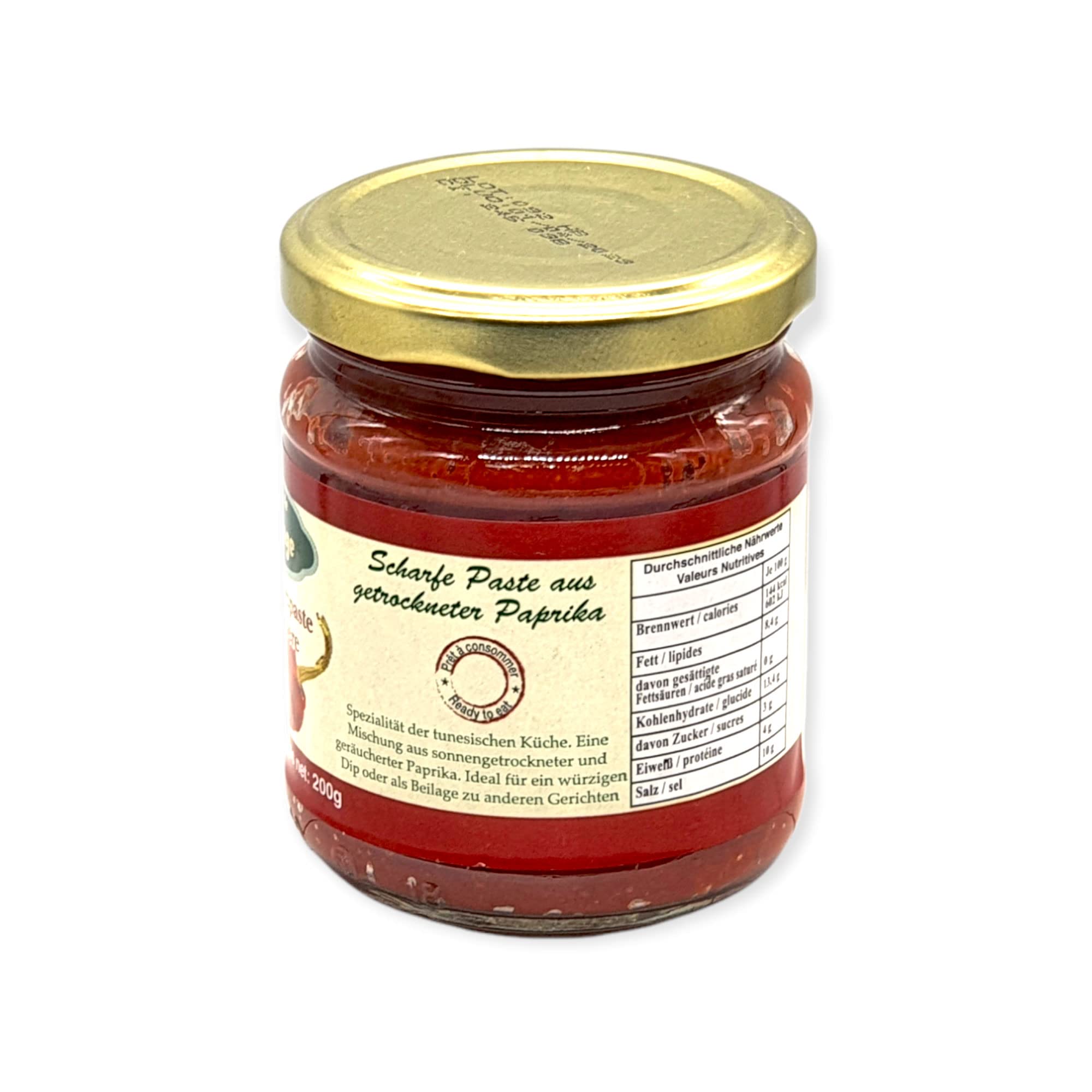 Harissa Paste Jardins de Carthage - Harissa Gewürzmischung Berbere aus Tunesien - Natürlich getrocknet und geräuchert - Vegetarisch & Vegan - 12X 200g Dosen (2400 GR)