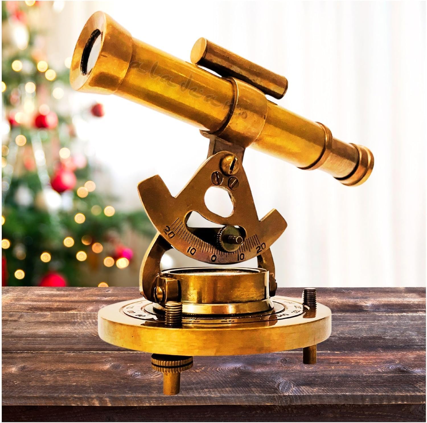 Vintage Style Brass Theodolite Alidade Telescope with Compass, Antique Finish, 4 Inch