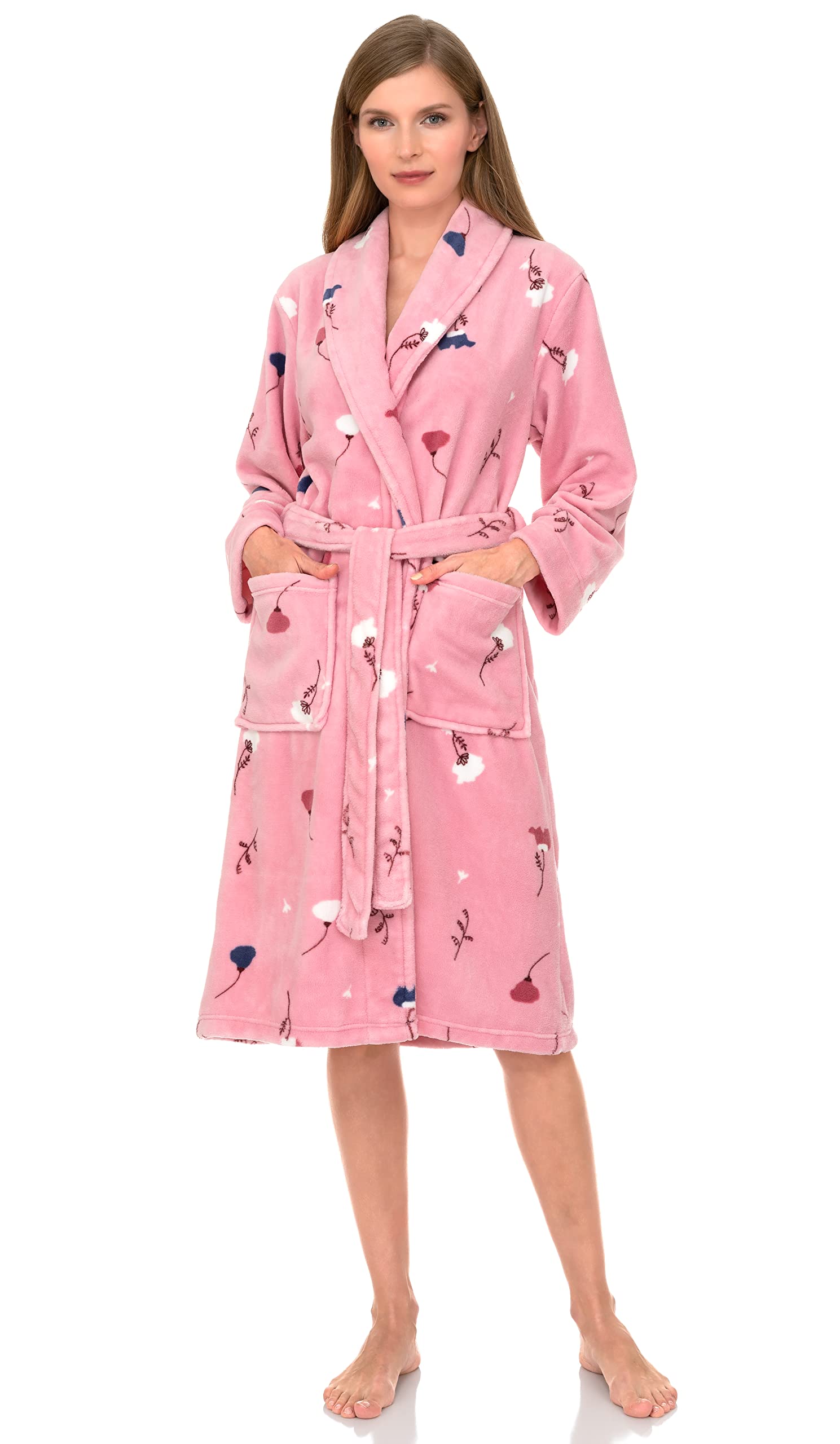 TowelSelections Womens Robe Plush Fleece Bathrobe Shawl Collar Spa Bath Robe for Women