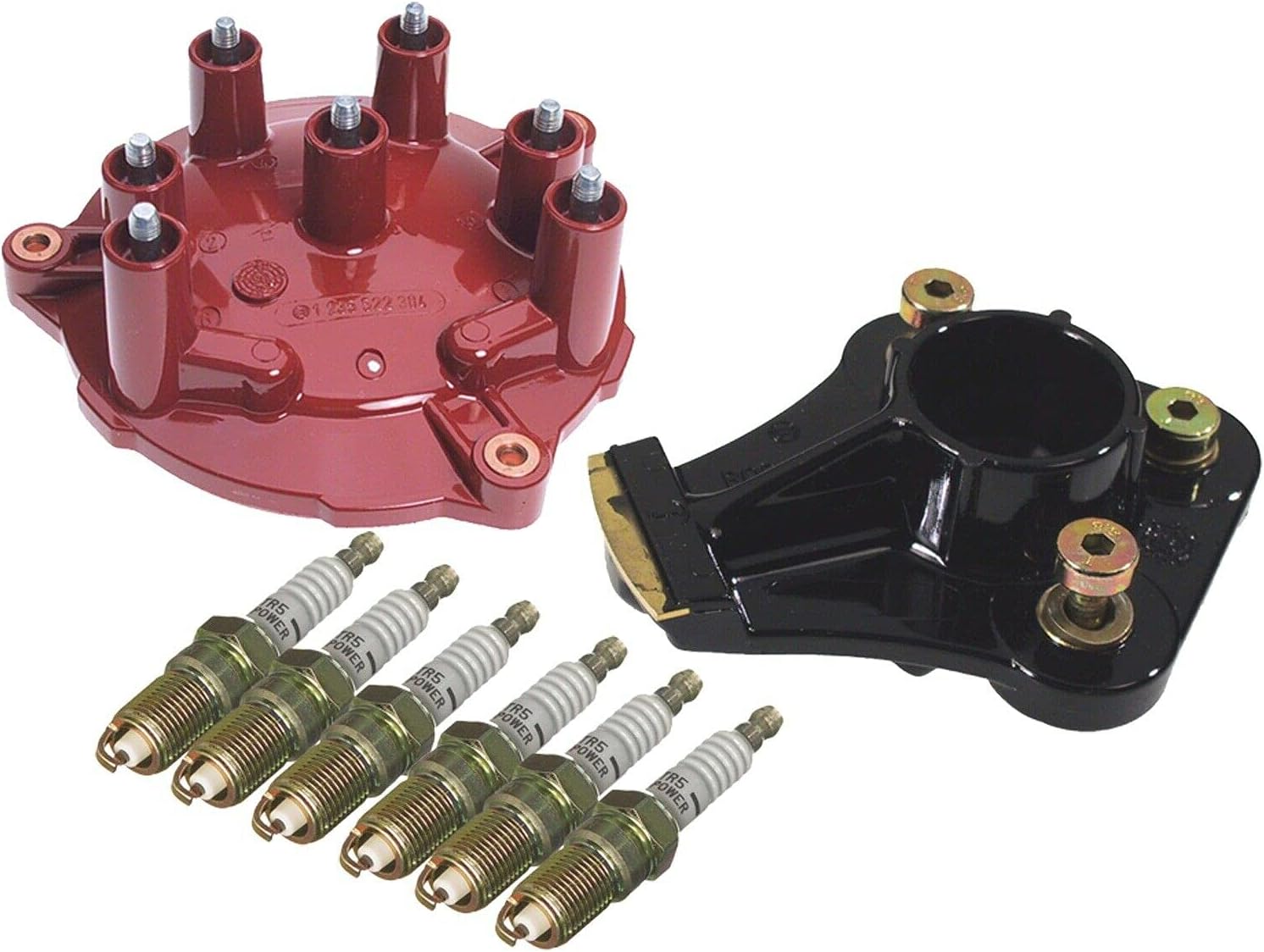 Distributor Cap with Rotor & 6 Spark Plugs Kit Compatible with W124 W126 W201
