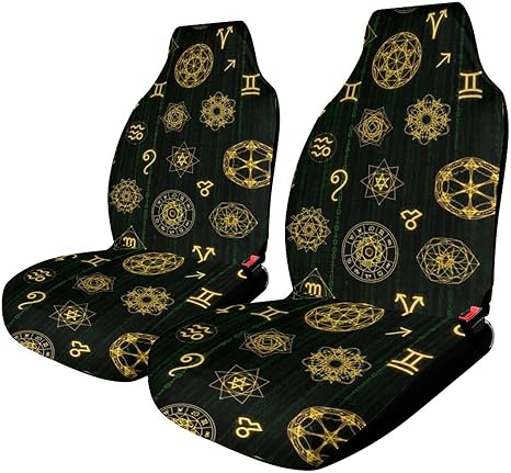 Elasticity Sacred Zodiac Symbol Magic Occult Front Seats Covers Easy to Install, Full Wrap Protection Seat Protector for Most Vehicle Accessories