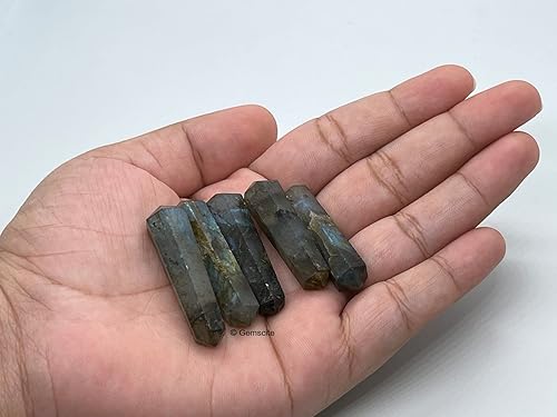 Miniatura 5 de 5 piezas de labradorita de doble terminación de cristal curativo para la fabricación de joyas, collar, envoltura de alambre, rejillas de cristal