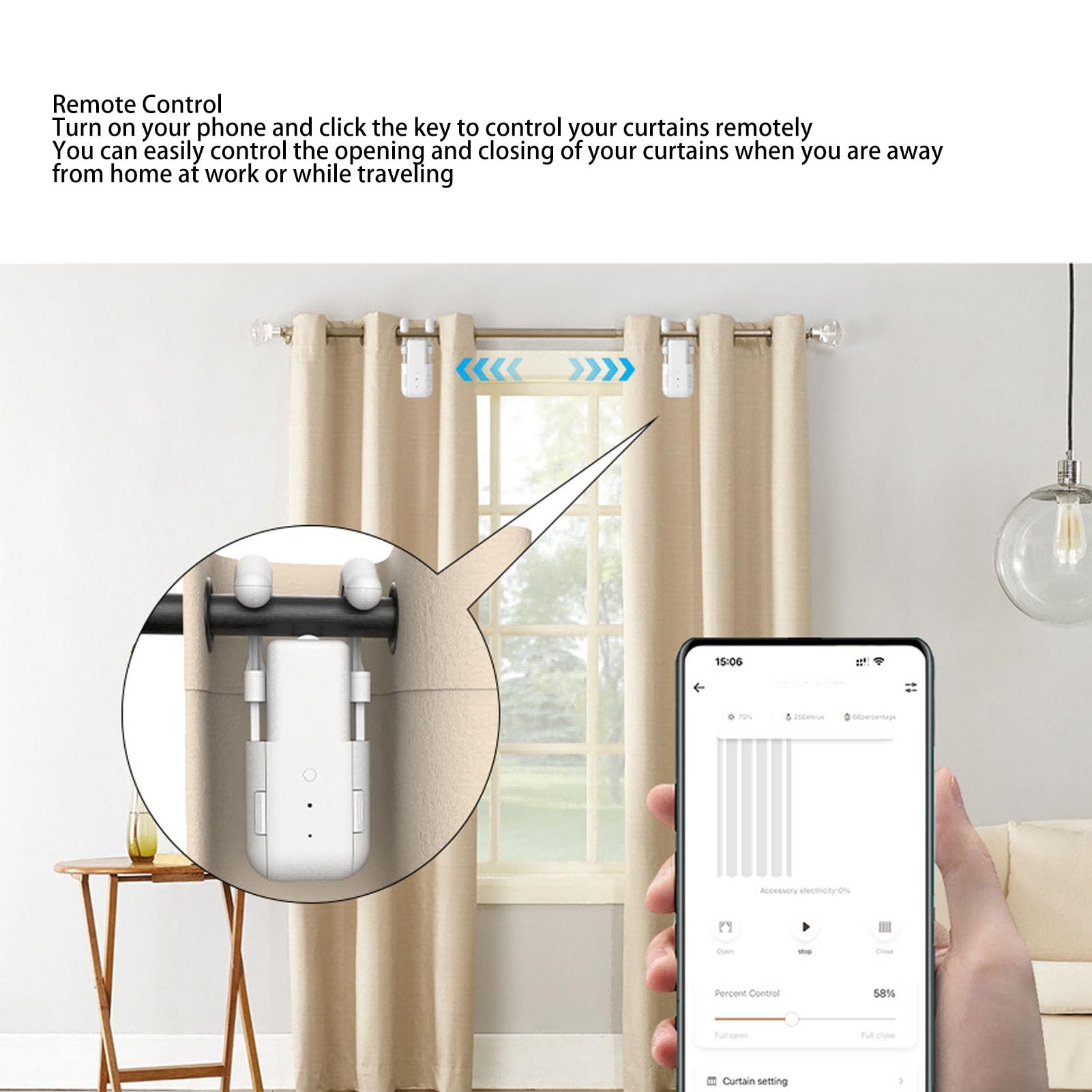 Automatyczny Otwieracz Zasłony, Pilot Wi-Fi Bluetooth z Timerem Aplikacji, Kontrola Głosu, Inteligentny Otwieracz Zasłony do T-rail, U-Rail, Rzym Rzym