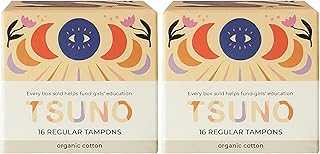 Tsuno Organic Cotton Tampons 16 Regular (Pack of 2)