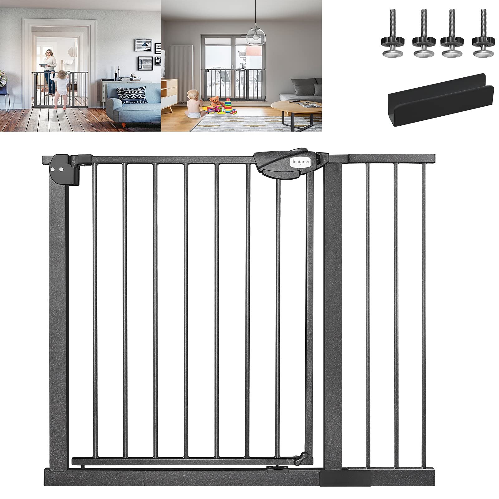 YRHome Türschutzgitter ohne Bohren Treppengitter Treppenschutzgitter für Kinder Türgitter Auto-Close 180° Zweiwegeöffnung Baby Schutzgitter für Baby Kinder, 95-105 cm breit Schwarz