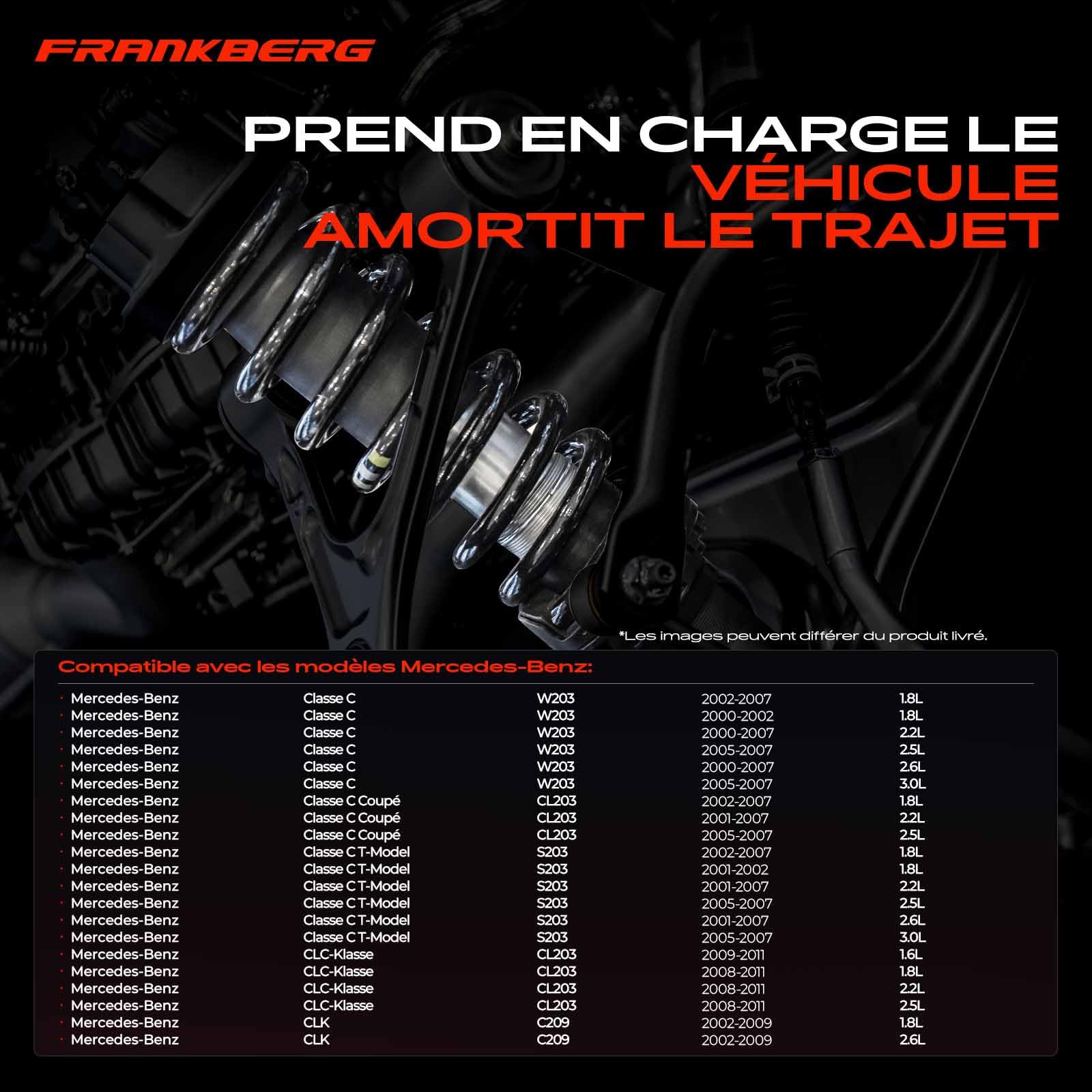 Frankberg 2 ressorts de suspension pour essieu avant 2033214904 | Compatible avec: Classe C, modèle T S203, Classe CLC CL203, CLK C209, Coupé Classe C CL203, Classe C W203