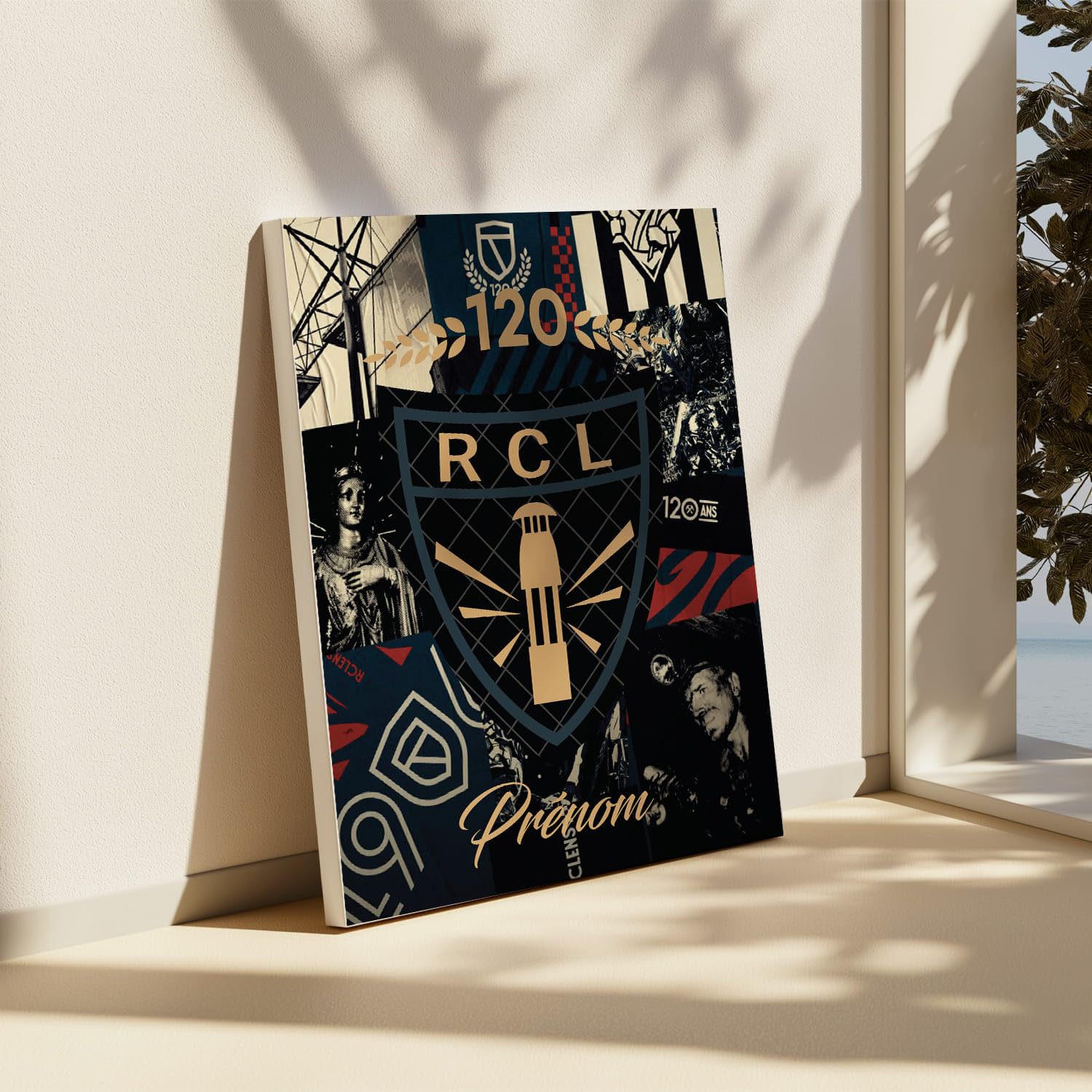 Toile Personnalisable RACING CLUB DE LENS – Sainte Barbe | Format 50x40 cm | Prénom au choix | Décoration Murale Supporter RC Lens | Edition 120 Ans – Fabriqué en France | Idée Cadeau Fan de Foot