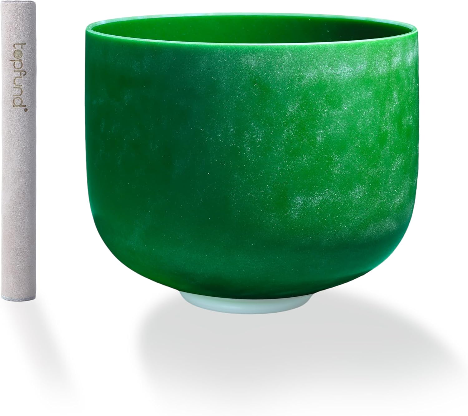 TOPFUND Emerald Fusion A# Note Crystal Singing Bowl 8 inch Pineal Chakra with Suede Mallet