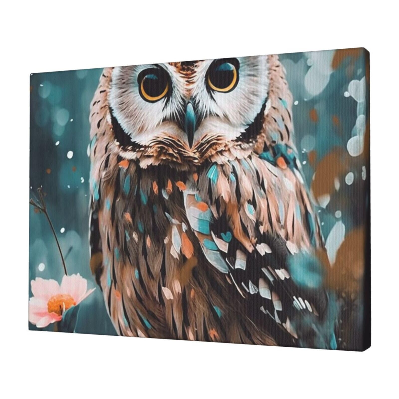 FodPand Canvas Wall Art for Living Room Wall Decor 12"x16" Modern Artwork Painting Pictures Hanging Canvas Prints Animal Cute owl Aesthetic Wall Art for Bedroom Bathroom Office Wallart Decor