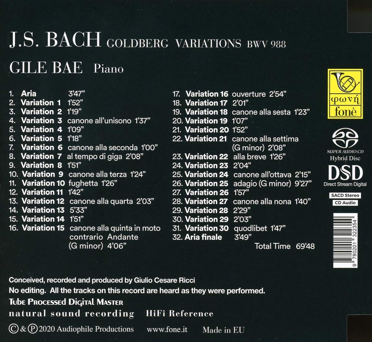 Bach: Goldberg Variations Bwv 988
