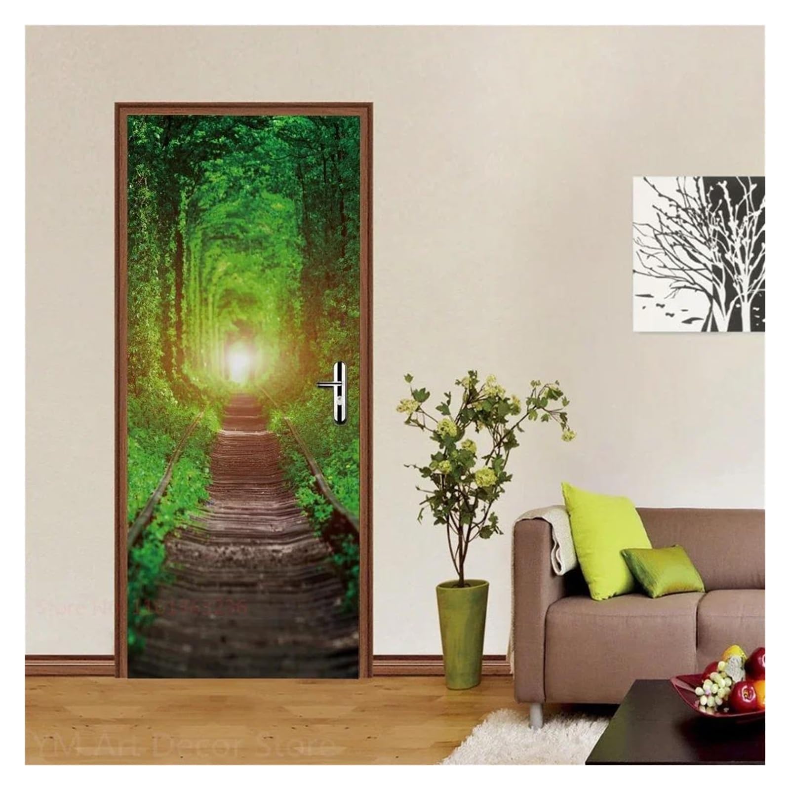 Stickers de porte de chemin forestier pour une ambiance jungle dans le salon
