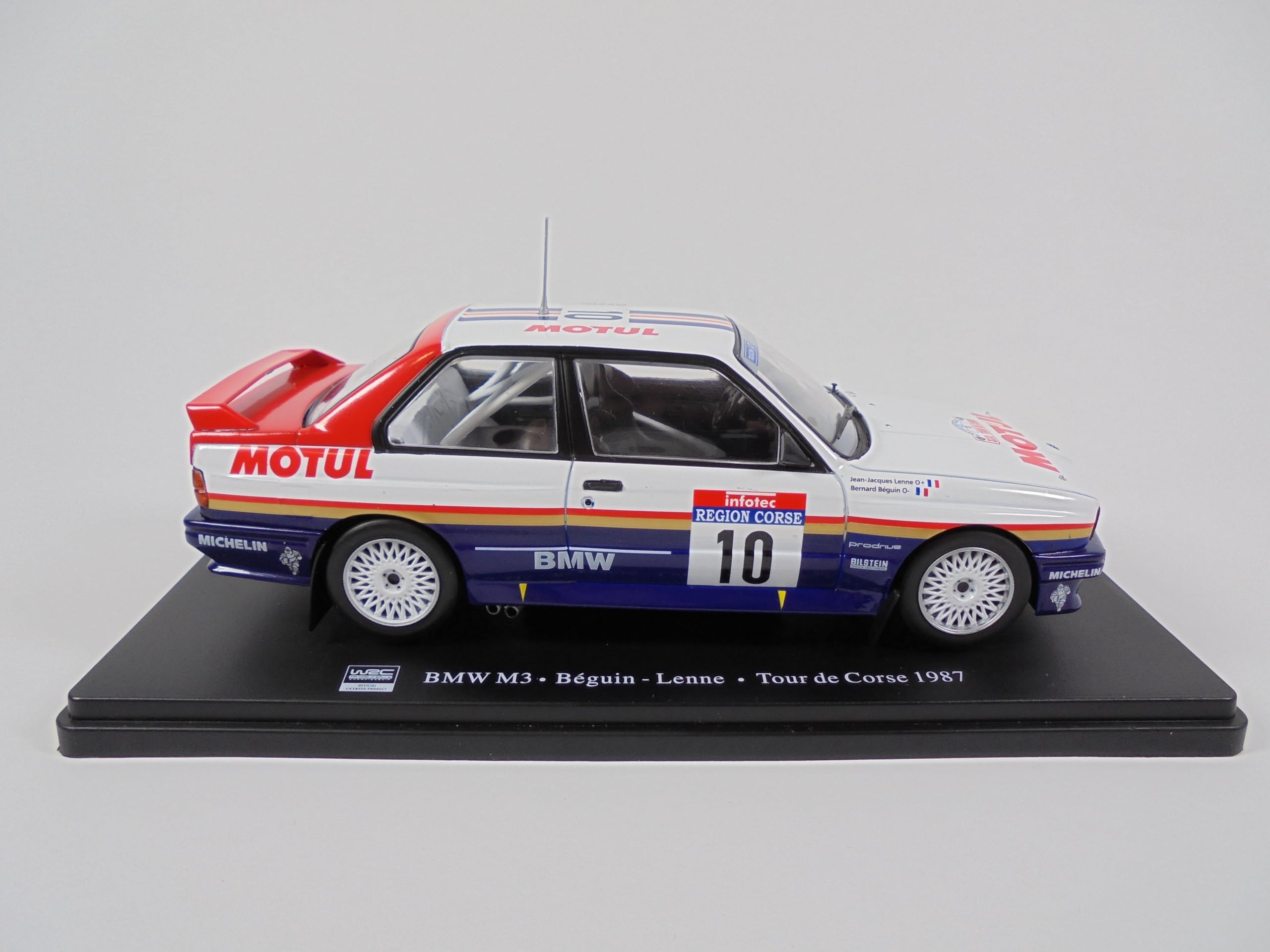 OPO 10 Modello di Auto in Scala 1/24 Compatibile con BMW M3 E30 Beguin/Lenne Winner Rallye Tour de Corse 1987 - RVQ53