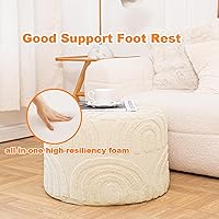 Vista 4 de Asuprui Reposapiés Otomano de Tela de Felpa – Puf de Espuma Suave de 20"x14" con Funda Extraíble Perfecto para Sala de Estar, Dormitorio y Lino