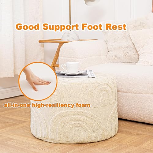 Miniatura 4 de Asuprui Reposapiés Otomano de Tela de Felpa – Puf de Espuma Suave de 20"x14" con Funda Extraíble Perfecto para Sala de Estar, Dormitorio y Lino