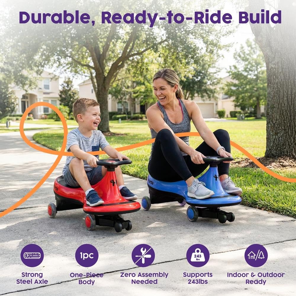 Hurtle Swing jeździk dla dzieci, zabawka typu wiggle car, bez pedałów, jeździk dla maluchów z ruchem Twist & Go, do użytku wewnątrz i na zewnątrz, odpowiedni dla dzieci powyżej 2 lat, czerwony.