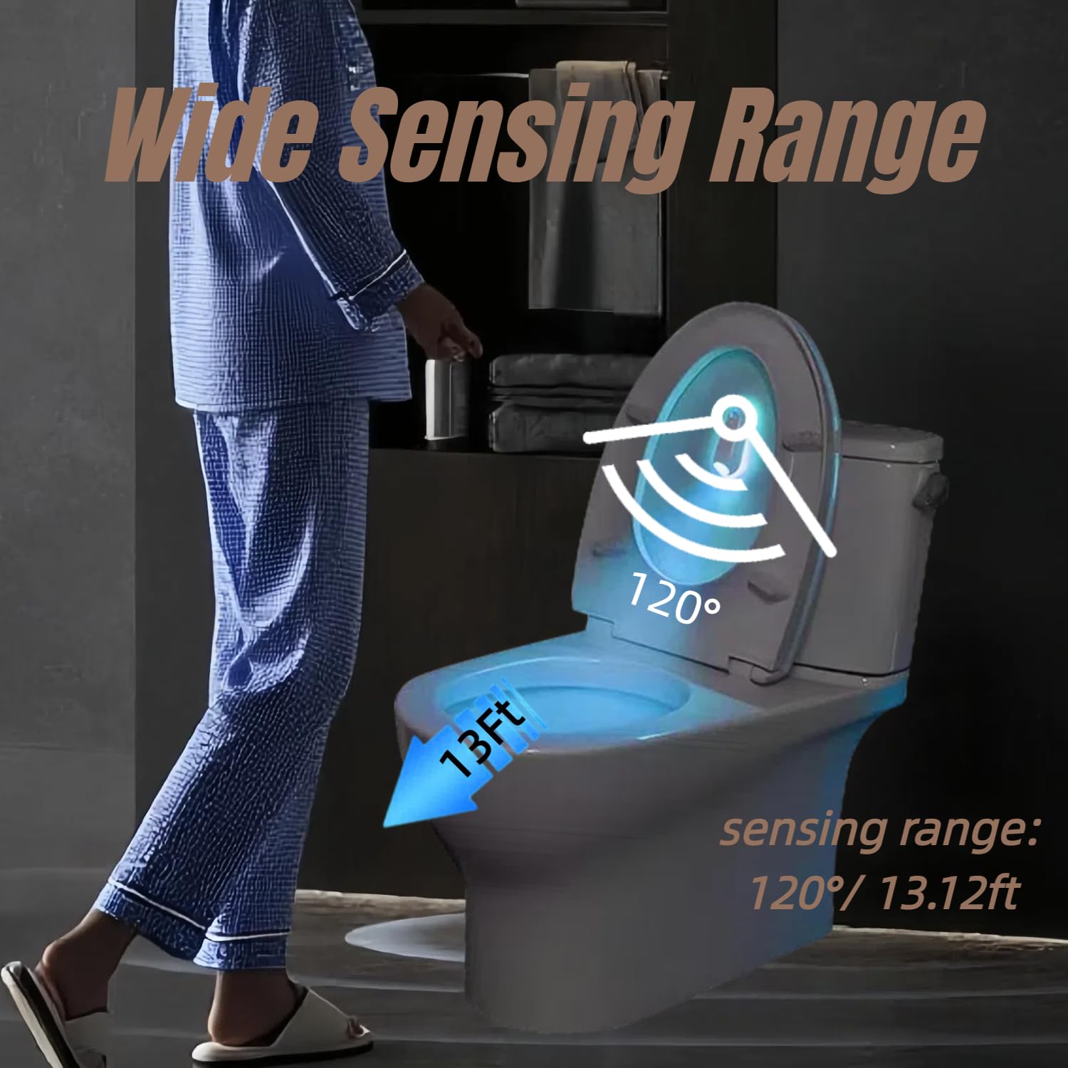 WC-Nachtlicht durch Bewegungsaktivierung, wiederaufladbares RGB-Bewegungsmelder-Licht für den Innenbereich, für Toilettenschüssel innen, Badezimmer, Treppen, Treppen, Flur, Schlafzimmer