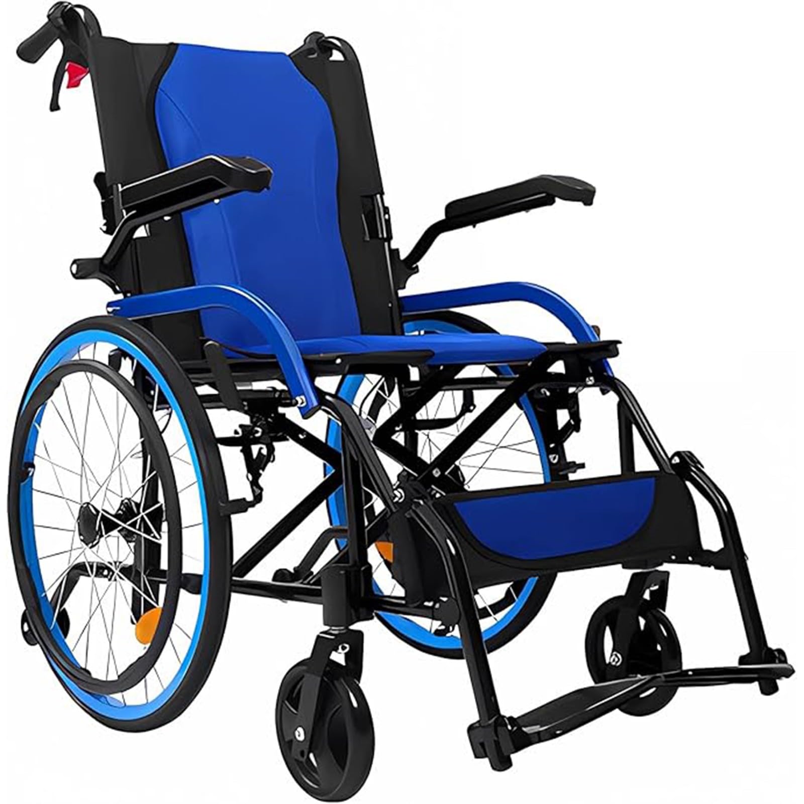 Silla de Ruedas de Viaje Ultraligera, Silla de Ruedas Activa Plegable y Ligera de Aluminio, sillas de Ruedas autopropulsadas para el hogar y los Viajes B