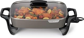 Presto 06856 16-Inch Ceramic Nonstick Electric Skillet with Glass Lid - Versatile Family Cooker