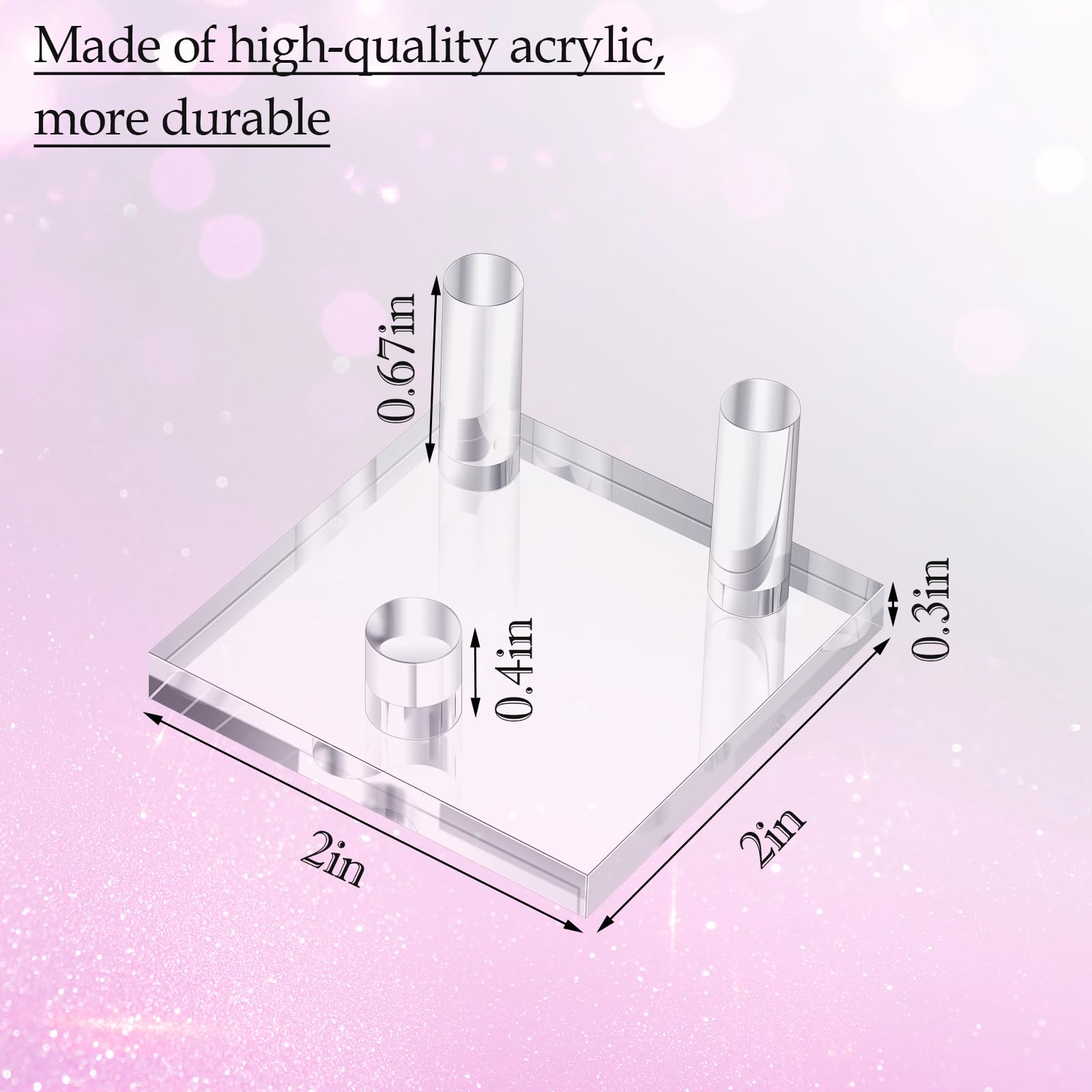 Weysat 8 Pcs Rock Display Stand Rock and Mineral Display Stands Geode Display Stand 3 Peg Acrylic Display Stand Clear Square Picture Stands Holder for Geodes Mineral Agate(2 x 2 x 0.3 Inch)