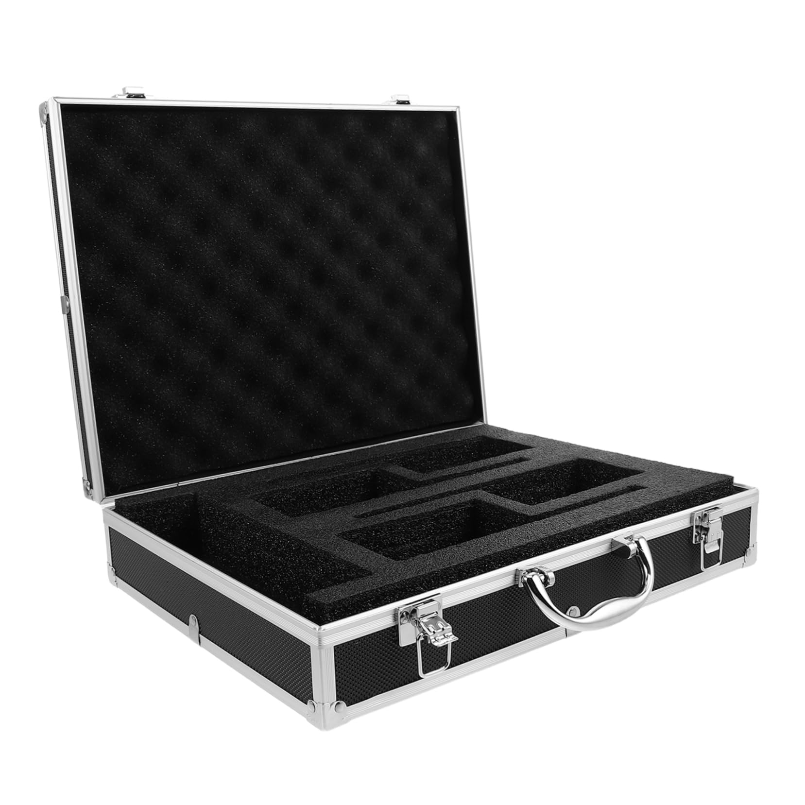 Cabilock Estuche Metálico con Interior de Espuma Absorbente para Micrófonos de Aluminio Mecanismo Seguro de Cierre y Asa para Eventos al Aire Libre
