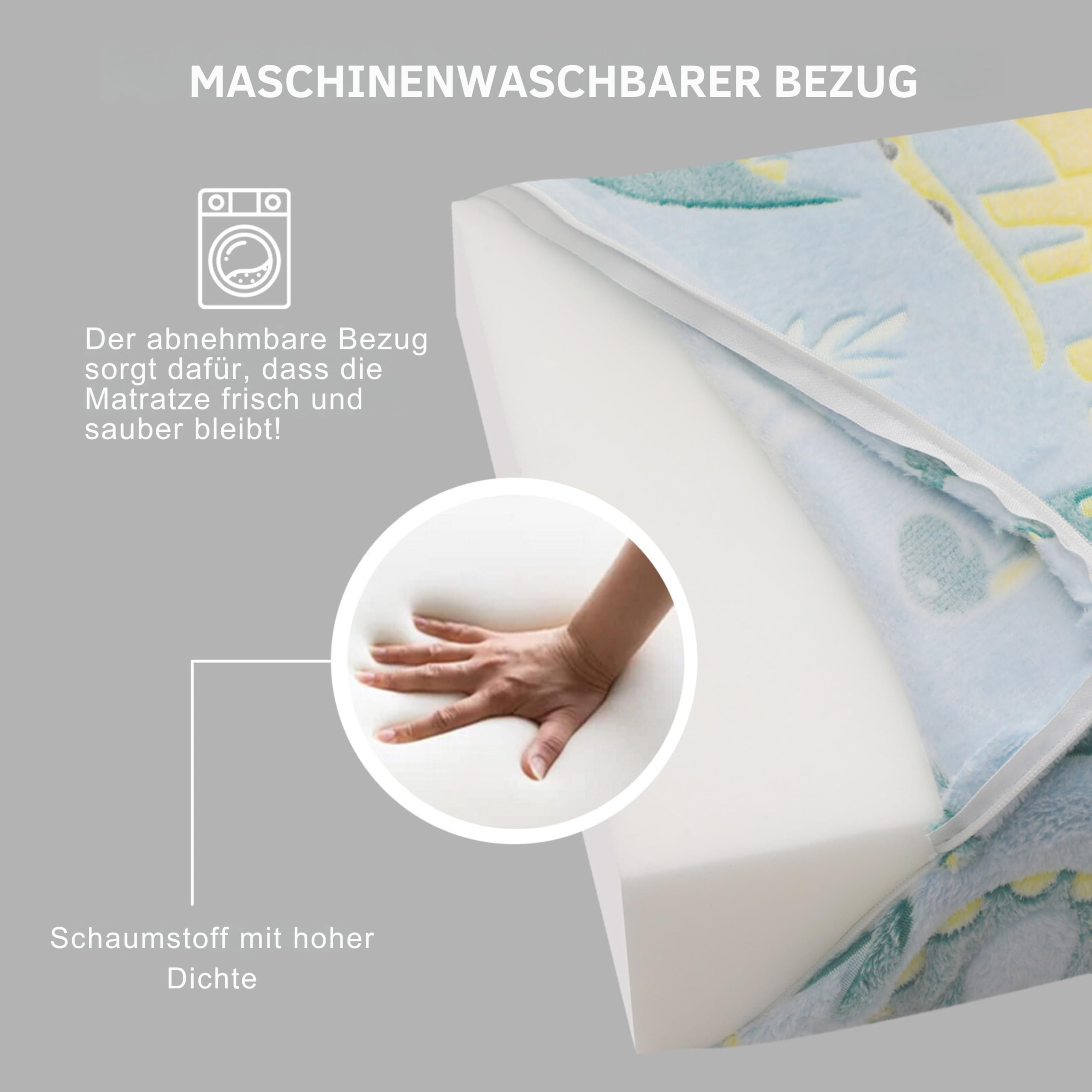 MeMoreCool Spielsofa für Kinder ab 3 Jahren – Faltbare Kindercouch, Blau Dinosaurier Design, Modulares Spielmöbel für Spielzimmer & Leseecke, Inklusive Kissen, Waschbar