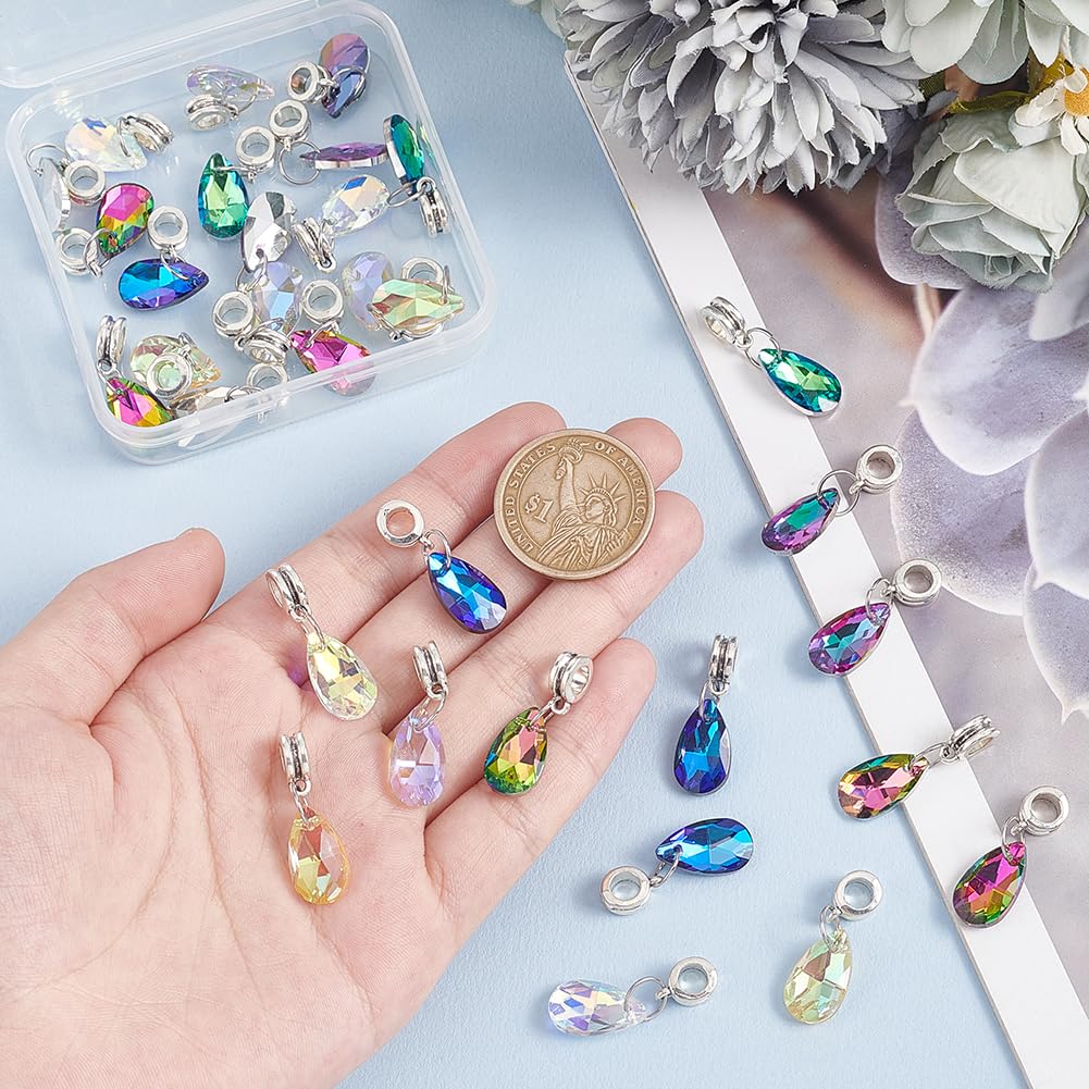 Ciondoli A Goccia In Vetro Sfaccettato | 32 Pezzi | 8 Colori | Per Collane, Bracciali, Orecchini Fai Da Te | Gancio Argentato - Foto 10