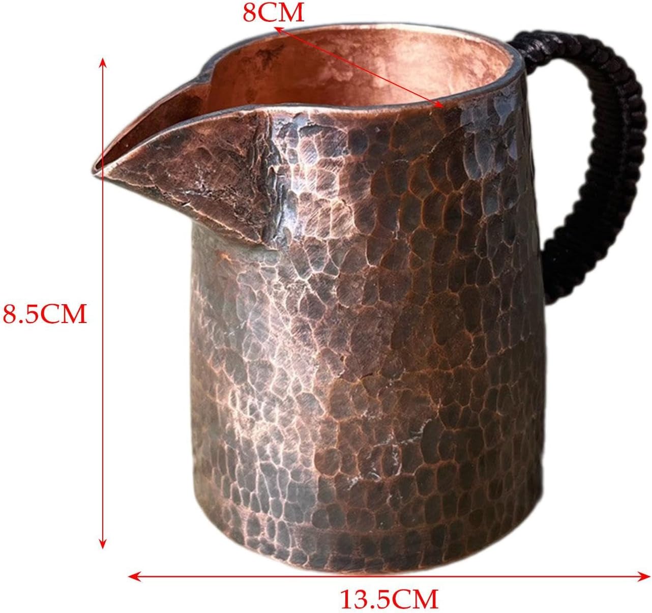 Generic Copper Mug Espresso Steaming Pitcher Tea Dispenser Espresso Cup Milk Pitcher for Household Restaurant Milk Coffee Latte Art, 8x8.5cm