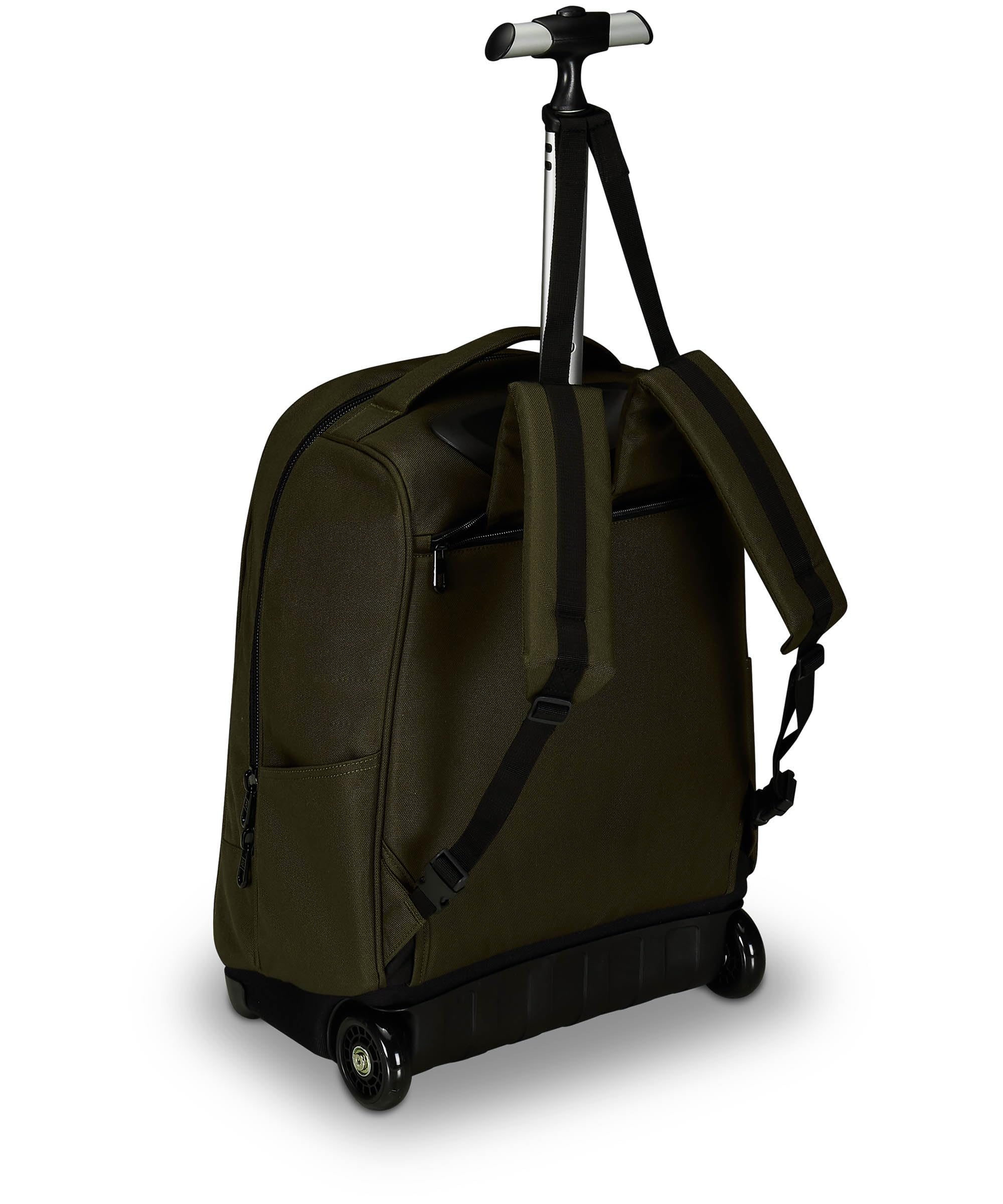 Invicta Trolley Scuola Benin Solid, Verde Militare, 2 in 1, Con Spallacci Uso Zaino, Tasca porta Borraccia e Porta Laptop, Scuola & Viaggio, Ragazzi
